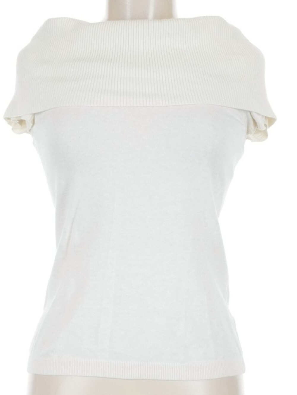 Express Off Shoulder Short Sleeve Cashmere Cotton Blend Sweater, M, Ivory